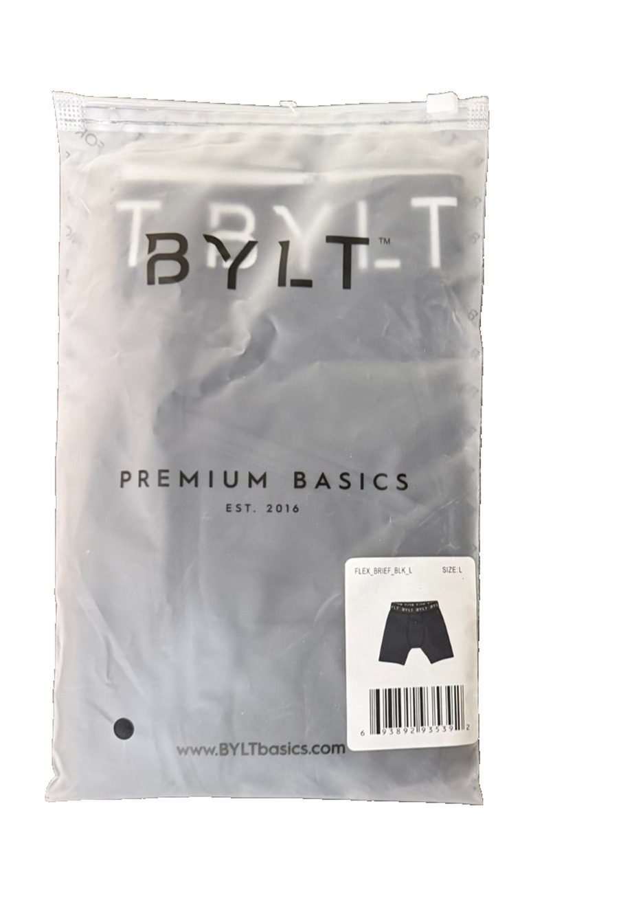 BYLT Premium Basics Mens Flex Brief Boxer Briefs Black Size Large New With Tags